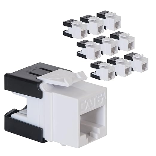 ICC CAT6A Keystone Jack with Slim Profile 180 Degree Punch Down, 10Gbps RJ45 UL Listed PoE++ TAA Compliant for Wall Plate or Patch Panel, Works with JackEasy Termination Tool, White 10 Pack