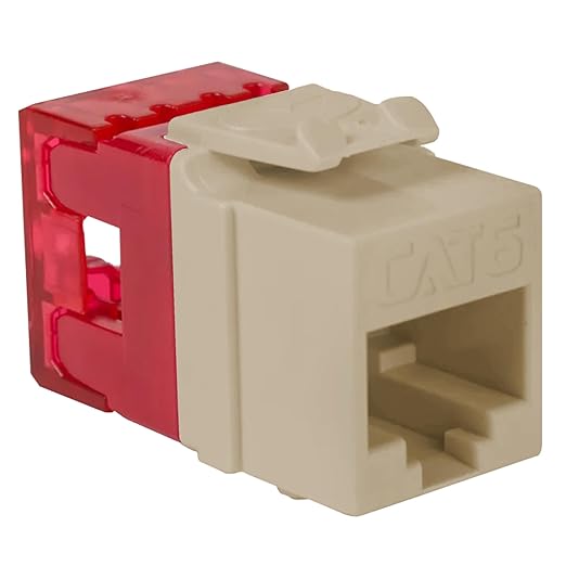 ICC CAT6 Keystone Jack with Slim Profile 180 Degree Punch Down, RJ45 UL Listed PoE++ TAA Compliant for Wall Plate or Patch Panel, Works with JackEasy Termination Tool, Ivory