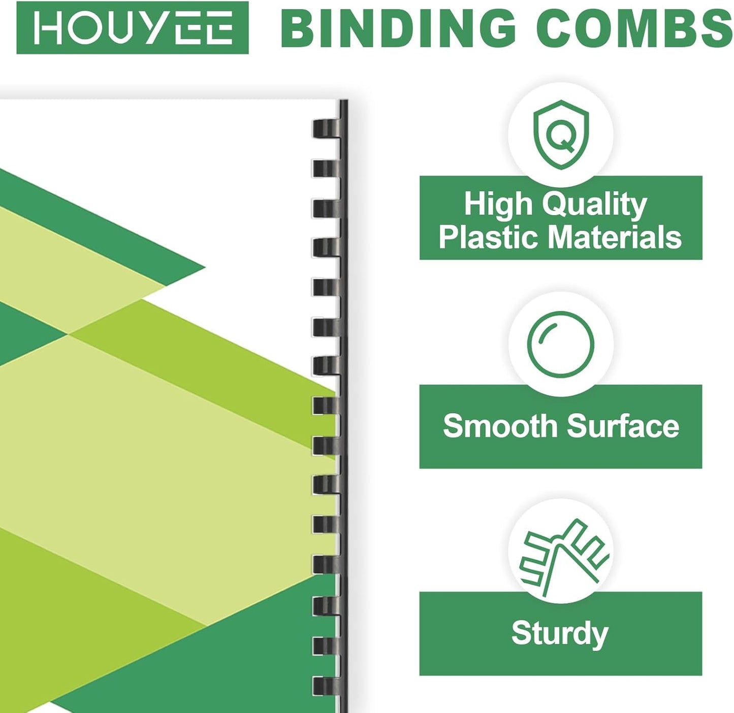 HOUYEE 19 Ring Black Plastic Binding Comb,7/16 Inch Diameter,80 Sheets Capacity,Letter Size,50 Pack