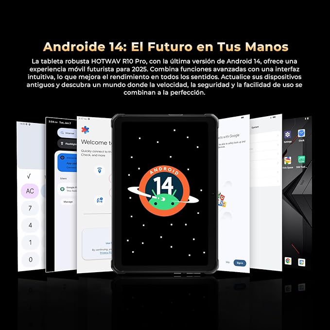 HOTWAV R10 Pro 2025 Rugged Tablet Android 14-10.1 Inch HD+ 10800mAh Waterproof Tablet, 20GB RAM+256GB ROM/1TB TF Outdoor Tablets, 13MP+5MP Camera Octa-Core IP68&IP69K/4G-LTE/5G WiFi/Face ID/GPS/OTG