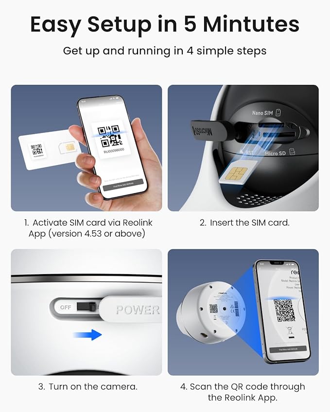 REOLINK 5MP 4G LTE Cellular Security Camera Outdoor, 360° Pan-Tilt, Sim+32GB SD Card Included, Wireless Solar Powered, Color Night Vision, Smart AI Detection, Go PT Plus+Solar Panel, Updated Version