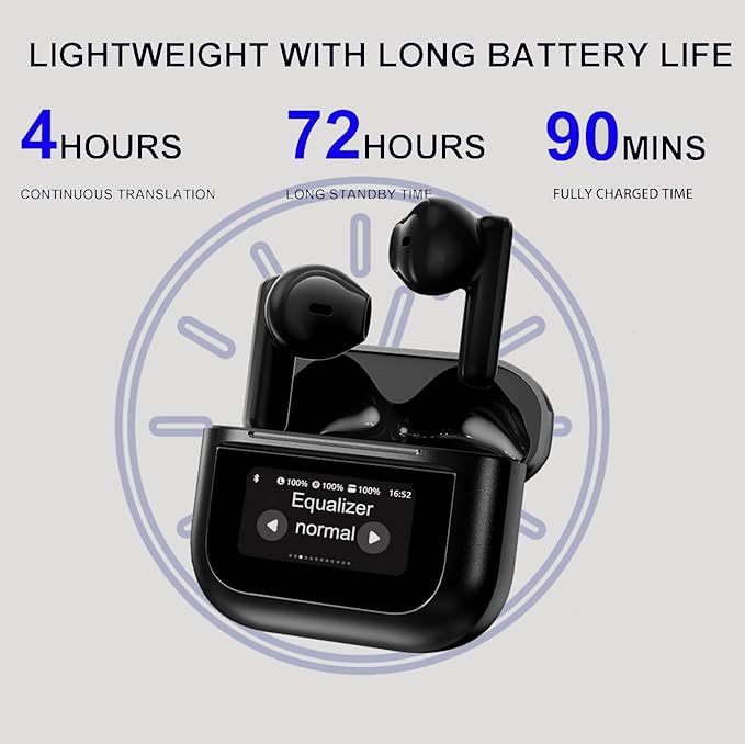 Language Translator Earbuds, Two-Way Instant Language Translator Real Time with APP for 130 Languages,Fast Reaction Translation Device (Black-2)