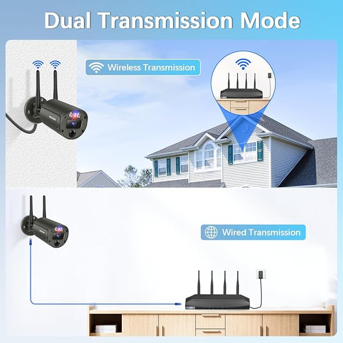 【2-Way Audio & 90 Days Storage】 Wireless Security Camera System, Wireless Cameras for Home Security, Outdoor WiFi Video Surveillance Systems