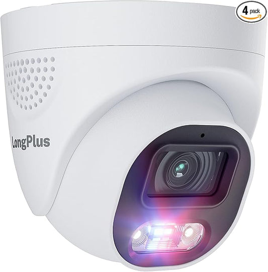 LongPlus 12MP UHD Poe Wired Security Camera Outdoor for Security Cameras System, Cameras for Outdoor Home Security Spot Lights Color Night Vision, Strobe Light Alarm & Sound CP12D1