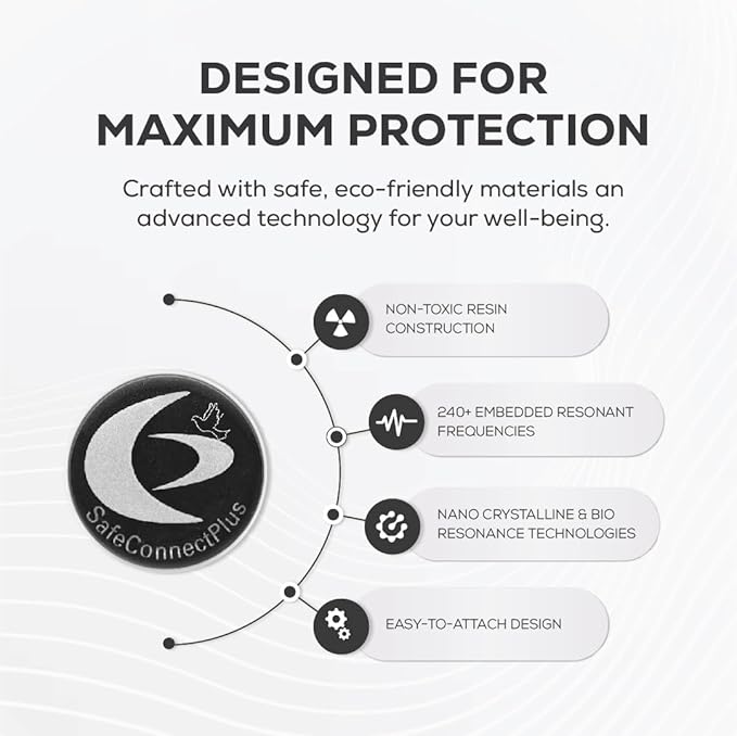 Pack of 6 EMF Stickers for Cell Phone- 5G Ready Harmonizer Stickers Proudly Made in USA for Cell Phones, Laptops or Tablets- EMF mega Shield for All Electronic Devices (Silver-Black)