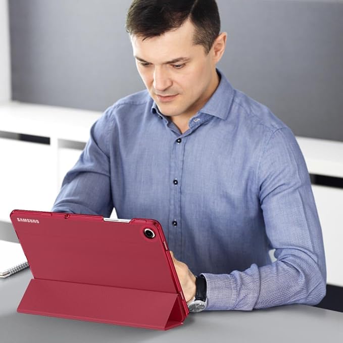 MoKo Case for Galaxy Tab A9+/A9 Plus 11 inch 2023, Slim Stand Protective Smart Cover with Hard PC Translucent Back Shell for Tab A9 Plus Tablet (SM-X210/X216/X218), Auto Wake/Sleep, Wine Red