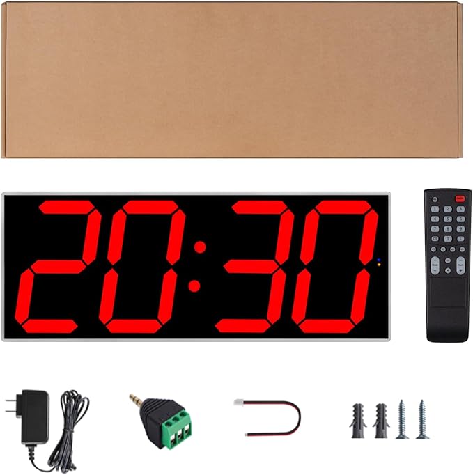 West Ocean Large Smart Digital LED WiFi Wall Clock with 6" Single Digit, Countdown, DST, Multifunction WiFi Smart Digital Wall Clock (Red)