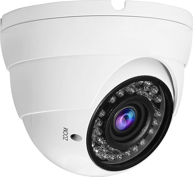 2MP CCTV Camera HD 1080P 4-in-1 (TVI/AHD/CVI/960H/CVBS) Security Dome Camera, 2.8-12mm Varifocal Lens Analog Video Surveillance, Wide Angle Viewing Day & Night Indoor Outdoor Waterproof (White)