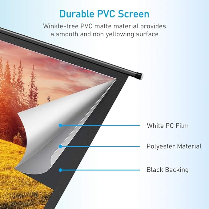 100 Inch Motorized Projector Screen - 16:9 HD Electric Movie Screen with Remote Control, Wall/Ceiling Mounted for Home Theater, Office, Wrinkle-Free Projection Screen for Indoor Use (White)