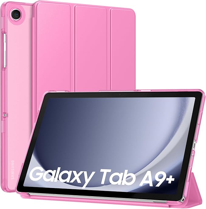 MoKo Case for Galaxy Tab A9+/A9 Plus 11 inch 2023, Slim Stand Protective Smart Cover with Hard PC Translucent Back Shell for Tab A9 Plus Tablet (SM-X210/X216/X218), Auto Wake/Sleep, Peony