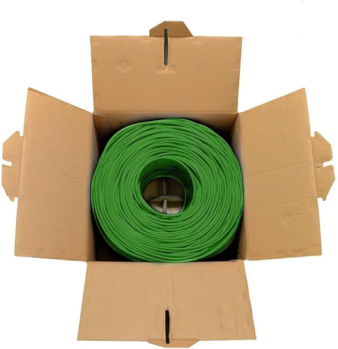 Dripstone CAT5e Ethernet Cable 1000ft – 24AWG Solid CCA UTP Unshielded CAT 5e, High Speed LAN Network, RJ45 Cable, Easy Pull Box Ethernet Cord (Green)