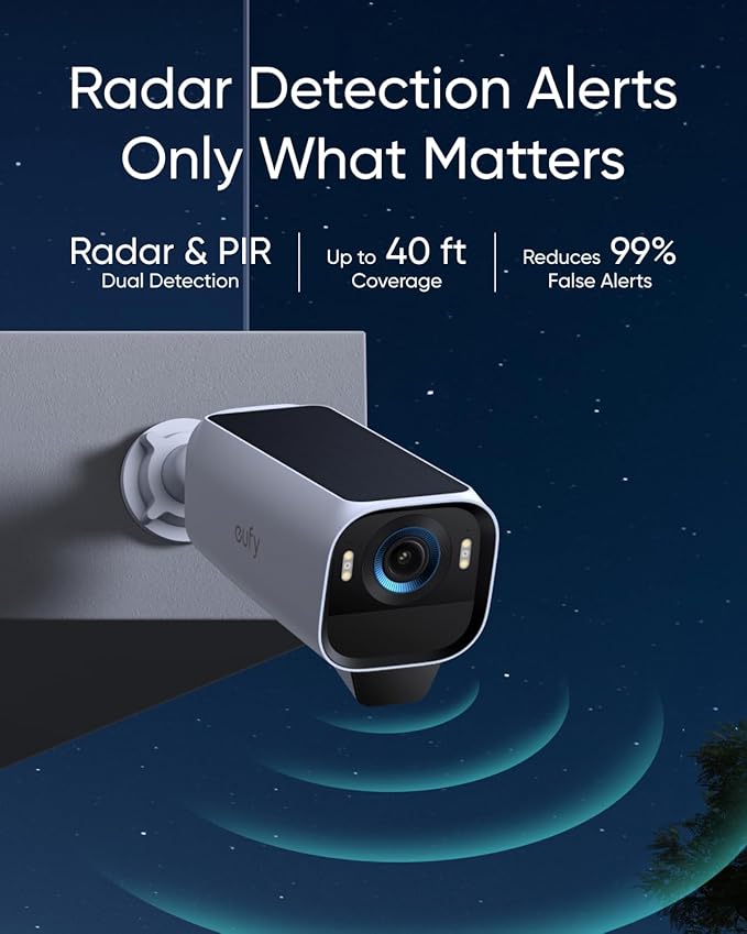 eufy Security eufyCam S3 Pro Add-on Cam, Solar Camera Outdoor Wireless, MaxColor Night Vision, 4K Security Camera with Solar Panel, Face Recognition AI, Expandable Local Storage, No Monthly Fee