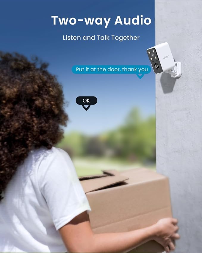 ieGeek Security Cameras Wireless Outdoor Pan Rotating 180° Home Security Cameras, 2.4G WiFi Camera Battery Powered with 2K Color Night Vision, Smart AI Detection, 2-Way Audio, Local/Cloud Storage,IP65
