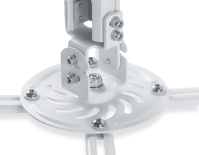 Mount-IT! Projector Ceiling Mount [30 lbs Capacity] Universal Bracket | 360 Full Motion with Tilt and Swivel Rotate | Adjustable Pole Height from 21-34.5 Inches, Extendable Arms (White | Long)