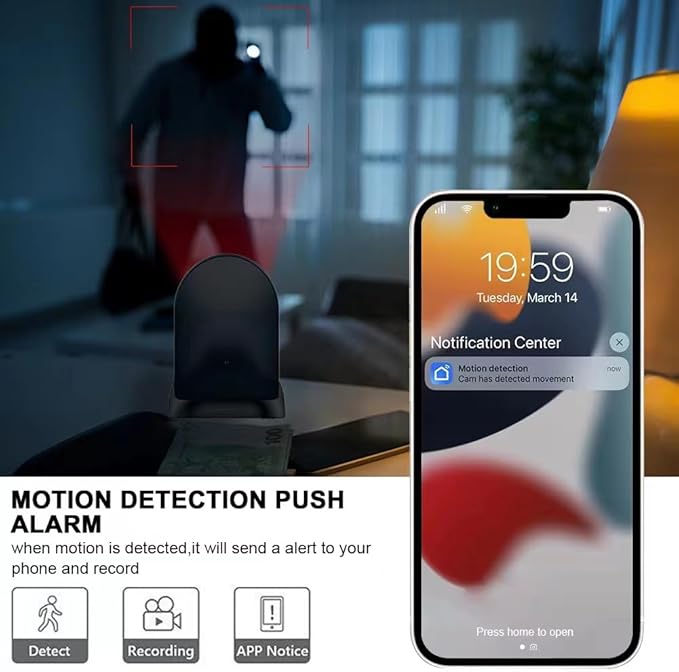 Dome Security Camera, 2.4/5GHz Smart Indoor Baby/Pet Monitoring Cam with Wirless Charger, Motion Detection, Phone APP, Rotate Lens 250°Viewing Angle for Home Security