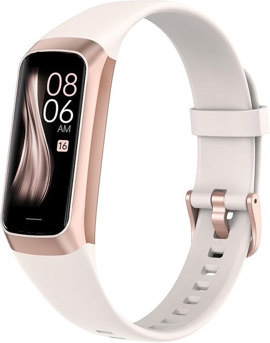 Fitness Tracker Activity Tracker Smart Watch 1.10''AMOLED Touch Color Screen,Smart Watch with 24/7 Blood Oxygen Heart Rate,Sleep Monitor,IP68 Waterproof,Step Counter Health for Women Men (White)