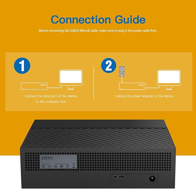 UnionSine Desktop External Hard Drive 10TB, USB3.0 3.5" HDD Storage Compatible for PC, Mac, TV, Desktop, Laptop(Black) HD3513