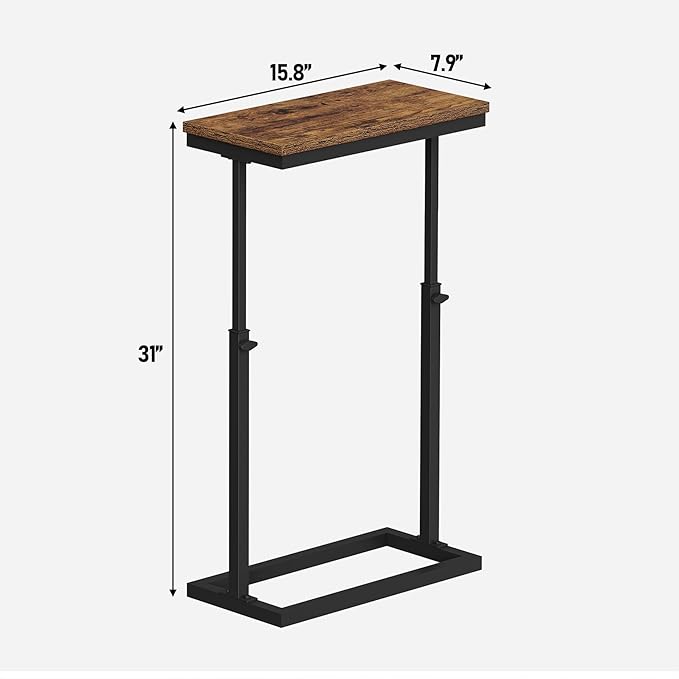 TUTOTAK End Table, Side Table, Tall Couch Table, Sofa Table, Living Room, Bedroom, Brown TB01BB0832