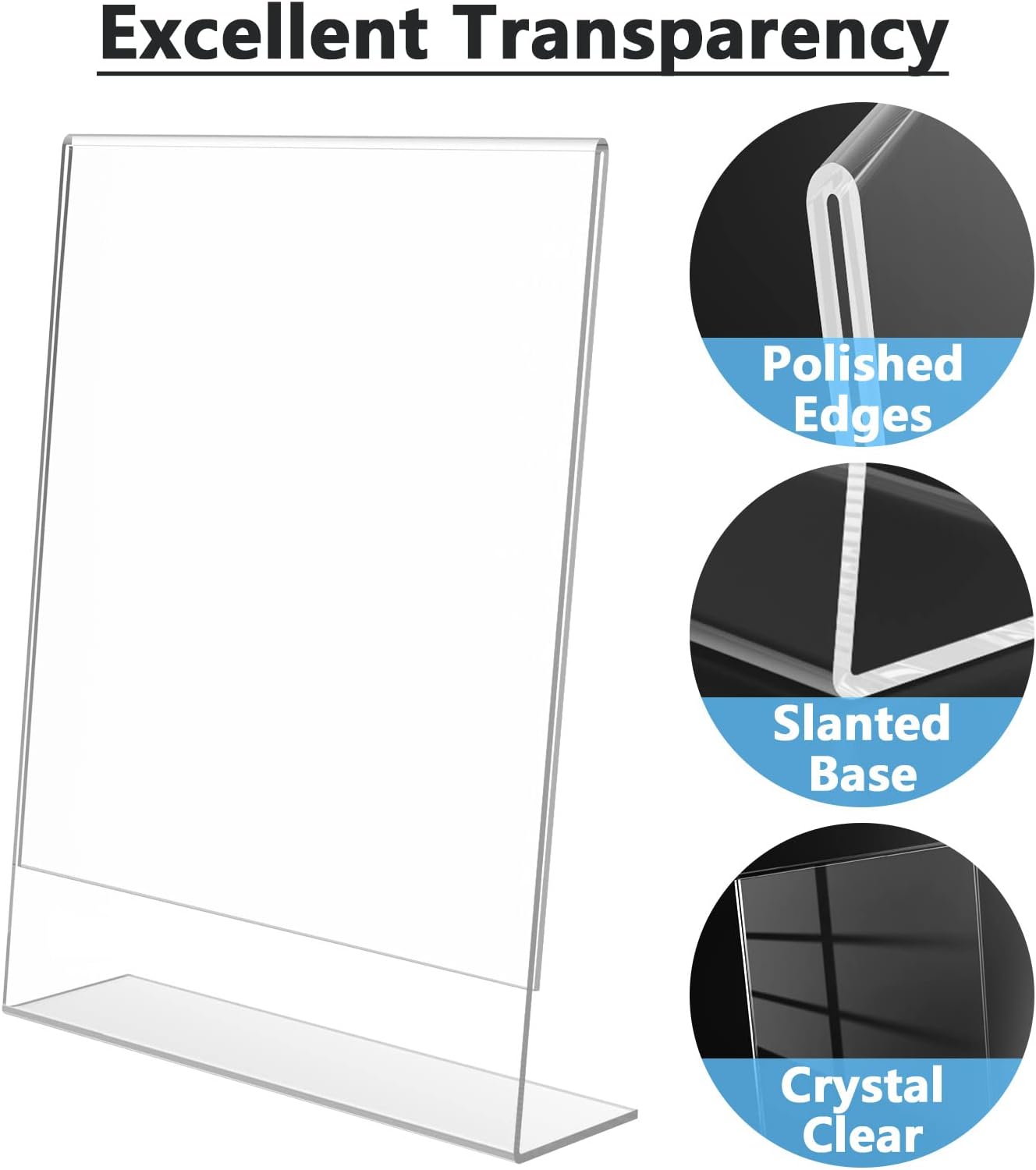 MaxGear Acrylic Sign Holder 8.5 x 11 Inches, Clear Sign Holders Plastic Display Stand Slant Back Countertop Display Picture Frames for Menus, Flyer, Use In Office, Store, 20 Pack