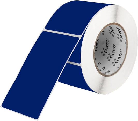 Perco Dark Blue Labels 3x5 Inch 500 Stickers/Roll with Easy Peel Perforation and Strong Adhesion for Inventory Management, Color Coding, Moving Boxes, Retail, Organizing & Crafts â Made in USA