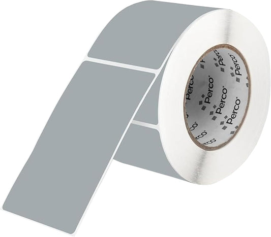 Perco Grey Labels 3x5 Inch 500 Stickers/Roll with Easy Peel Perforation and Strong Adhesion for Inventory Management, Color Coding, Moving Boxes, Retail, Organizing & Crafts â Made in USA