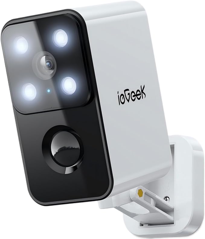 ieGeek Security Cameras Wireless Outdoor Pan Rotating 180° Home Security Cameras, 2.4G WiFi Camera Battery Powered with 2K Color Night Vision, Smart AI Detection, 2-Way Audio, Local/Cloud Storage,IP65
