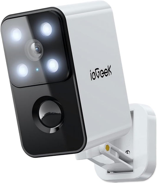 ieGeek Security Cameras Wireless Outdoor Pan Rotating 180° Home Security Cameras, 2.4G WiFi Camera Battery Powered with 2K Color Night Vision, Smart AI Detection, 2-Way Audio, Local/Cloud Storage,IP65