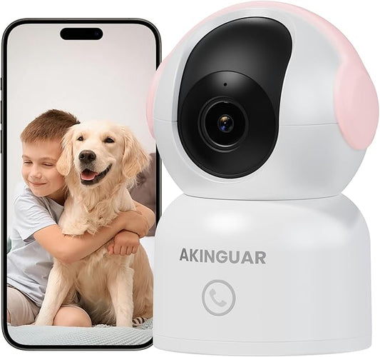 2K 3MP Security Camera Indoor Wireless, 360° Cameras for Home Security Indoor with Motion Detection, Pet Cam with Phone App, Baby Monitor-Night Vision, One-Touch Call, 2-Way Talk, Works with Alexa