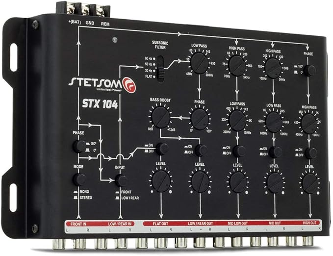 Stetsom STX 104 PRO - Crossover, 5 Way Channels, Digital Electronic Car Audio, Output Signal Processor, Car Audio Crossover High Precision, Audio Crossover, Crossover Adjustment, Audio Equalization