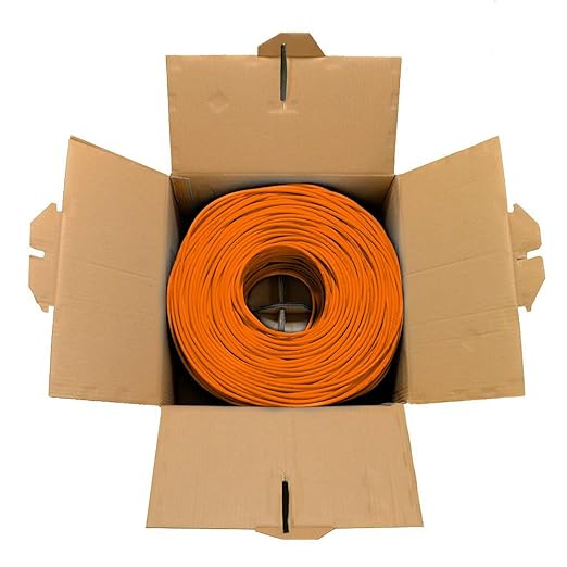Dripstone CAT6 Ethernet Cable 1000ft Bulk Network LAN Wire 23AWG Solid UTP 550MHz High-Speed Internet Cable Gaming, Streaming, Office, Home Use, Pull Box, Cat6 Bulk, Stable Connectivity - Orange