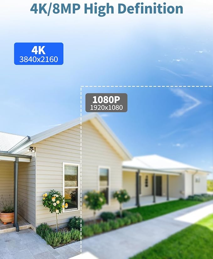 OHWOAI 《4K/8.0 Megapixel & Smart Auto Tracking》Wired PTZ Security Camera System, 4K POE Cameras Systems for Home Video Surveillance DVR Kits