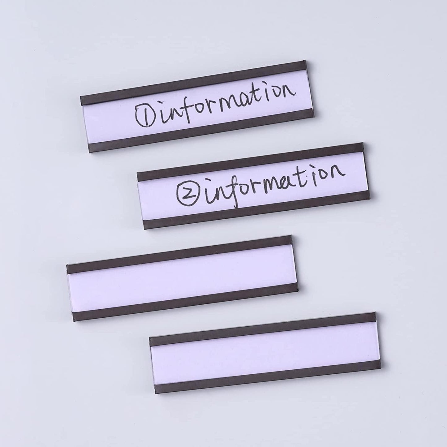 40 Pack C-Channel Magnetic Label Holders (2″ x 4″) with Paper Inserts & Clear Covers – Durable Magnetic Shelf & File Cabinet Labels for Metal Surfaces