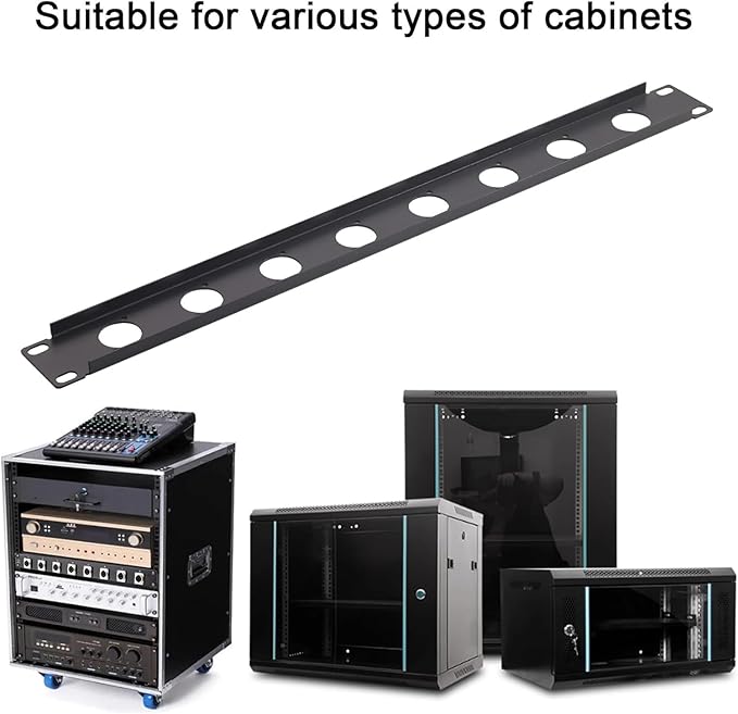 Harrisen 2PCS Hinged Rack Panel，1U8D XLR HDMI Audio Rack Mount Panel for 19 inches Audio Enclosure Server Computer Equipment Studio