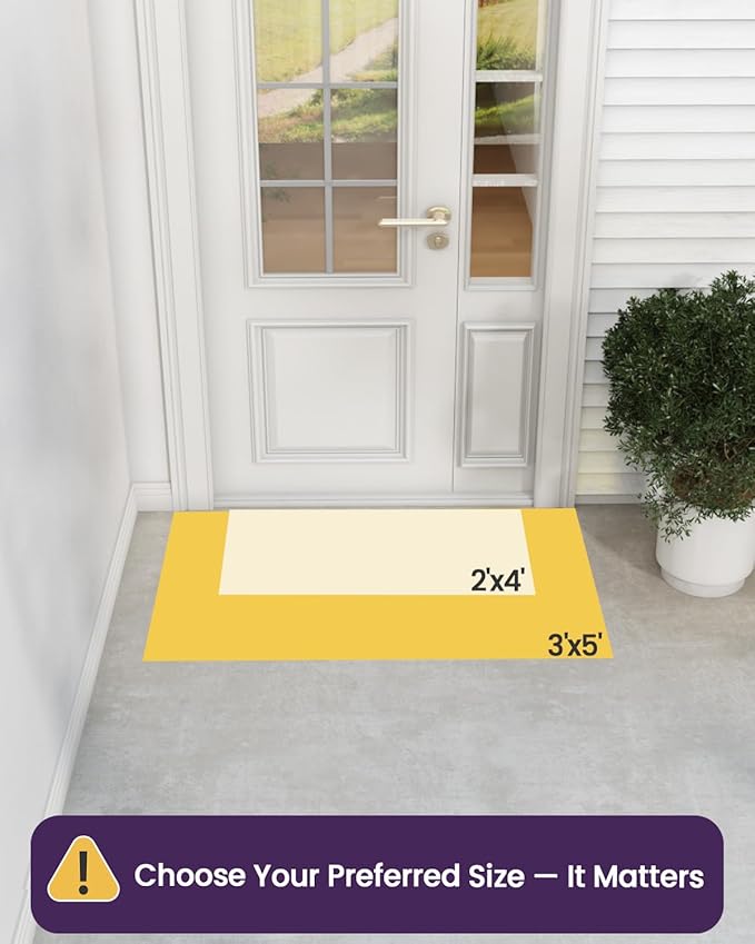 DEXI Front Door Mat Outside Entrance, Heavy Duty Non Slip Low Profile Doormat for Entryway, Trap Dirt and Moisture Welcome Mats, Easy Clean, Patio, Garage, 4x2, Brown