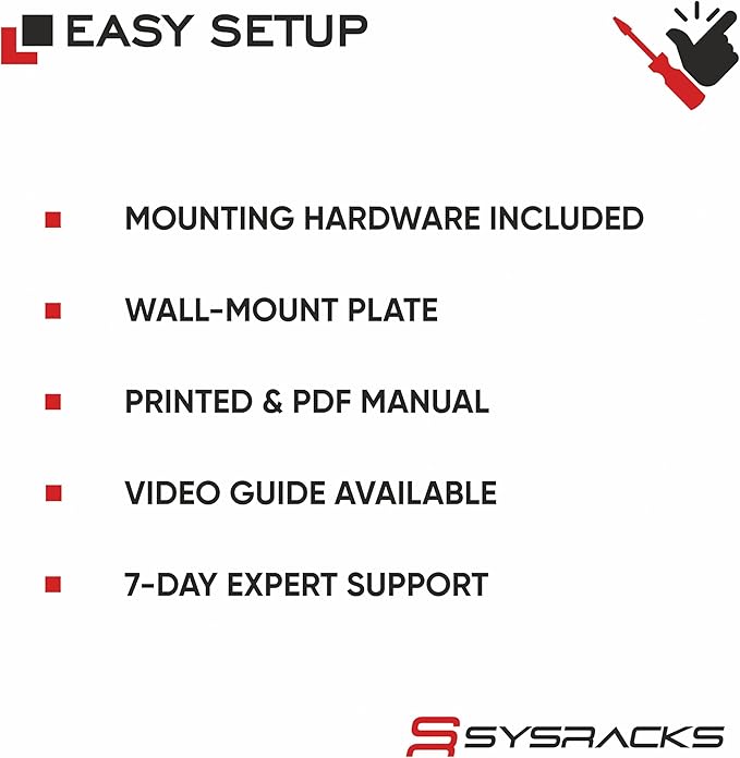 Sysracks - Server Rack – Wall Mount Rack - Locking Cabinet for Network - Electronics - Security - Audio - Video - AV Equipment - Data Rack - Legs/Power Strip/Shelf/Fan - 24-Inch Deep (27U)