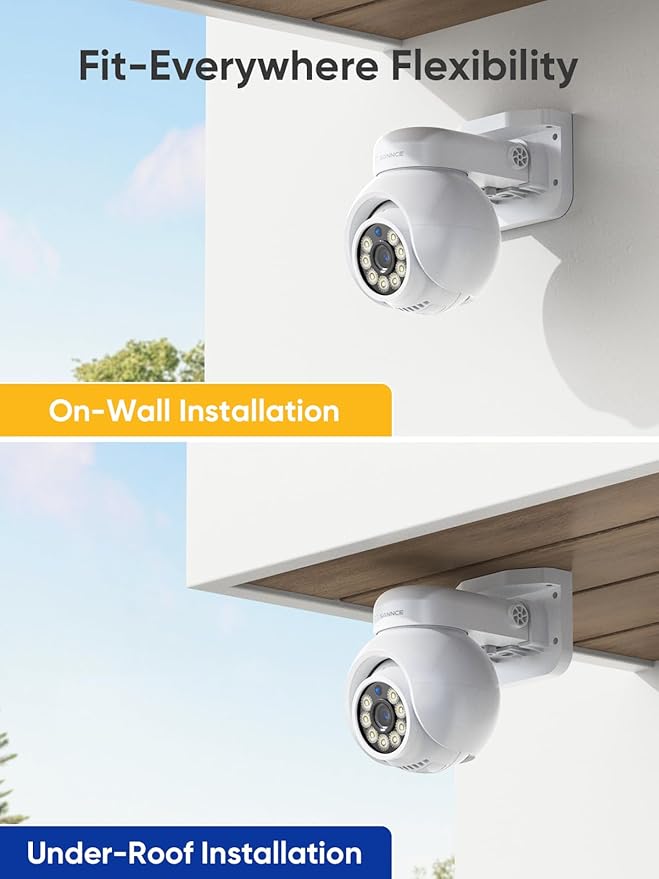 SANNCE 4K 8MP PoE IP Dome Camera with Microphone/Audio, PT Security Camera Outdoor Night Vision 100ft Waterproof IP66 Indoor Wide Angle 2.8mm 24/7 Recording