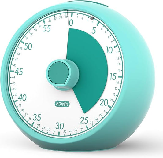 Visual Timer for Kids 60-Minute - Countdown Timer with Optional Alarm, Focus Tool for ADHD & Autism, Time Management for Homework, Chores, Office, Kitchen, Teaching & Study Routines (Green)