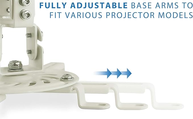 Mount-It! Low Profile Projector Ceiling Mount [30 lbs Capacity] Universal Bracket | 360 Full Motion Rotation with 30 Degree Tilt and Roll | 6 Inches High (White | Short)