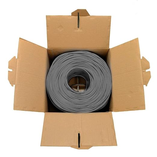 Dripstone CAT6 Ethernet Cable 1000ft Bulk Network LAN Wire 23AWG Solid UTP 550MHz High-Speed Internet Cable Gaming, Streaming, Office, Home Use, Pull Box, Cat6 Bulk, Stable Connectivity - Gray