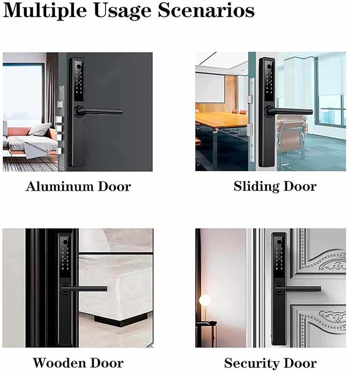 HIFAM Fingerprint Door Lock, TUYA APP Control Smart Lock Electronic Door Lock with Code Passcode Biometric Door Handle, IC Card Key Unlock
