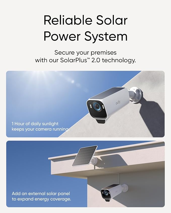 eufy Security eufyCam S3 Pro Add-on Cam, Solar Camera Outdoor Wireless, MaxColor Night Vision, 4K Security Camera with Solar Panel, Face Recognition AI, Expandable Local Storage, No Monthly Fee