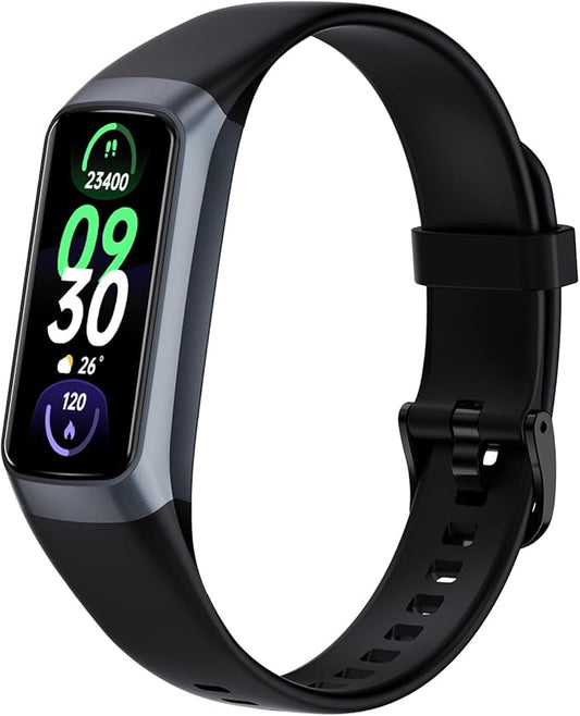 Fitness Tracker Activity Tracker Smart Watch 1.10''AMOLED Touch Color Screen,Smart Watch with 24/7 Blood Oxygen Heart Rate,Sleep Monitor,IP68 Waterproof,Step Counter Health for Women Men (Black)