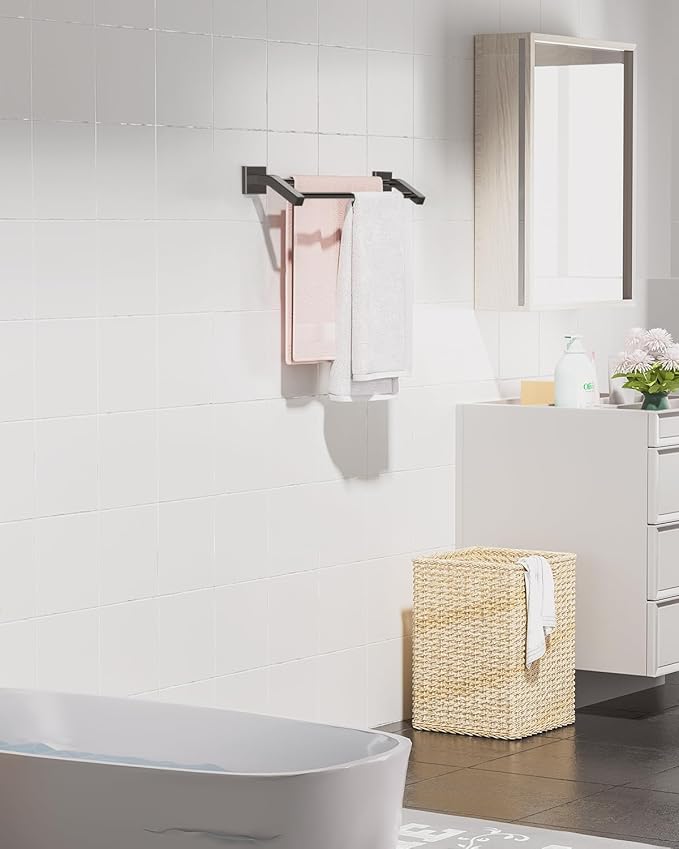 Alise Double Bath Towel Bars Towel Racks for Bathroom,Wall Mount Towel Holder Heavy Duty SUS304 Stainless Steel Towel Hanger Rail,GK9700-B Matte Black,28-Inch