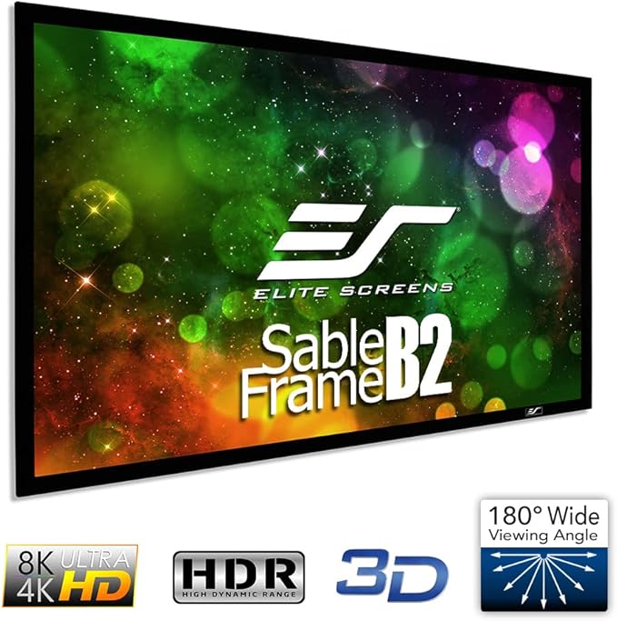 Elite Screens Sable Frame B2 Series 120-Inch 16:9 Projector Screen, Fixed Frame Wall Mounted, 4K/8K UHD & Active 3D, CineWhite UHD-B, ISF Certified, UST Compatible, SB120WH2-X
