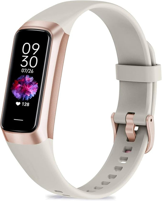 Fitness Tracker with 24/7 Blood Oxygen Heart Rate and Sleep Monitor,IP68 Waterproof,1.10''AMOLED Touch Color Screen,Step Counter Health Activity Trackers for Women Men (White)