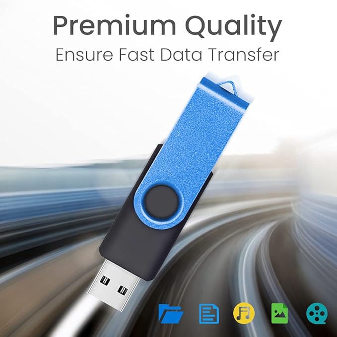 ABLAZE Flash Drives 2GB 20 Pack, USB 2.0 Thumb Drive Bulk with Lanyards Swivel Memory Stick U Disk 2GB Pendrive USB Pack (Blue)