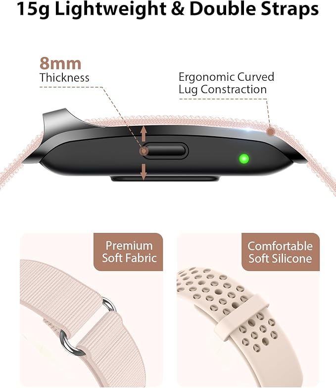 Smart Bracelet, Wearable Activity & Fitness Tracker Band, 24H Sleep Tracker, All-Day Continuous Heart Rate Blood Pressure Stress HRV Monitor, 173 Sport Modes Smart Wristband with 2 Bands, Free APP