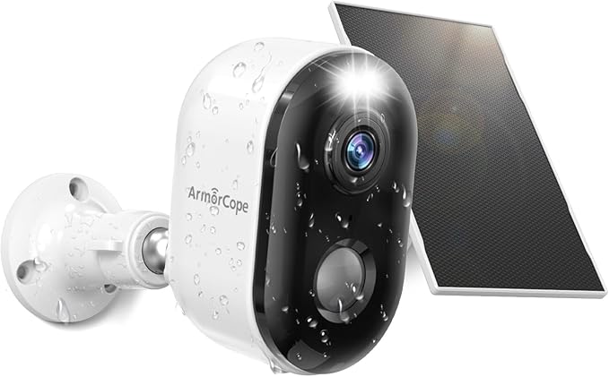 Security Cameras Wireless Outdoor, Solar Battery Powered 2k Color Night Vision, AI Motion Detection, IP66 Weatherproof, 2-Way Talk, SD/Cloud Storage, 2.4Ghz WiFi Cameras for Home Security (1 Pack)