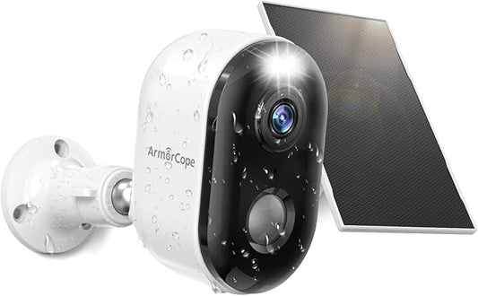 Security Cameras Wireless Outdoor, Solar Battery Powered 2k Color Night Vision, AI Motion Detection, IP66 Weatherproof, 2-Way Talk, SD/Cloud Storage, 2.4Ghz WiFi Cameras for Home Security (1 Pack)