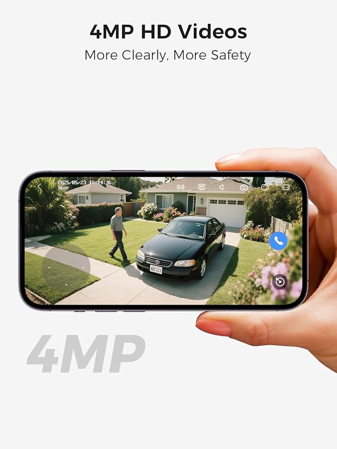 Solar Security Camera Outdoor Wireless WiFi Pro, 4MP Color Night Vision, AI/PIR Motion Detection, 360 PT, 2-Way Audio, IP66, 2.4/5GHz, SD/Cloud Storage, Works with Alexa, Mobile App & Base-station